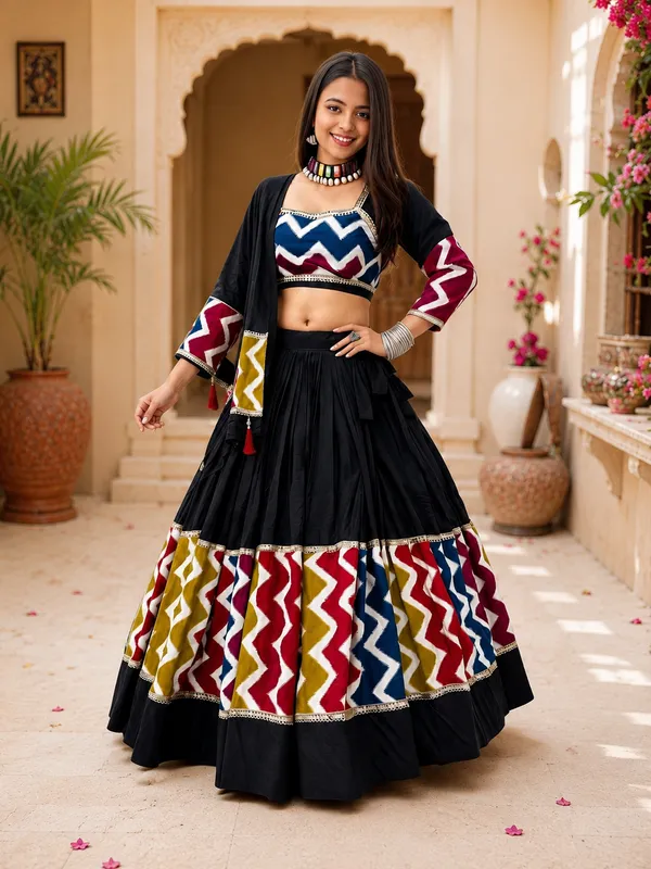 Black_Pure_Cotton_Lehenga_Choli_For_Women