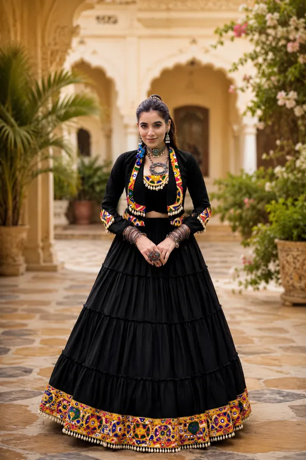 Mustard_Yellow_Pure_Rayon_Mirror_Work_Lehenga_Choli_For_Women