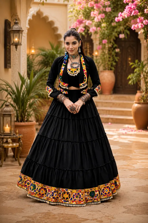 Mustard_Yellow_Pure_Rayon_Mirror_Work_Lehenga_Choli_For_Women