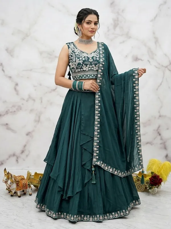 Green_Pure_Rangoli_Silk_Flared_Lehenga_Choli_For_Women