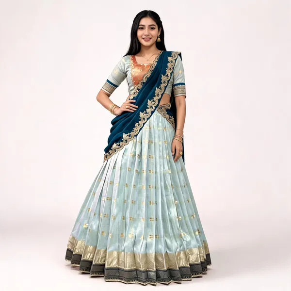 Light_Blue_Slub_Kota_Embroidered_Lehenga_Choli_For_Women