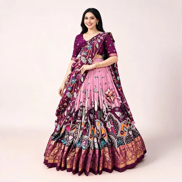 Purple_&_Pink_Tasar_Silk_Embroidered_Lehenga_Choli_For_Women