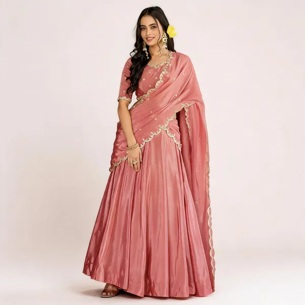 Pink_Chinon_Lehenga_Choli_For_Women