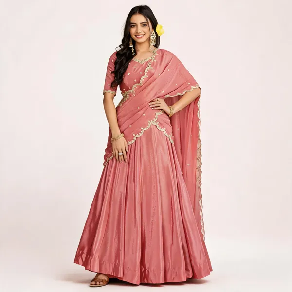Pink_Chinon_Lehenga_Choli_For_Women