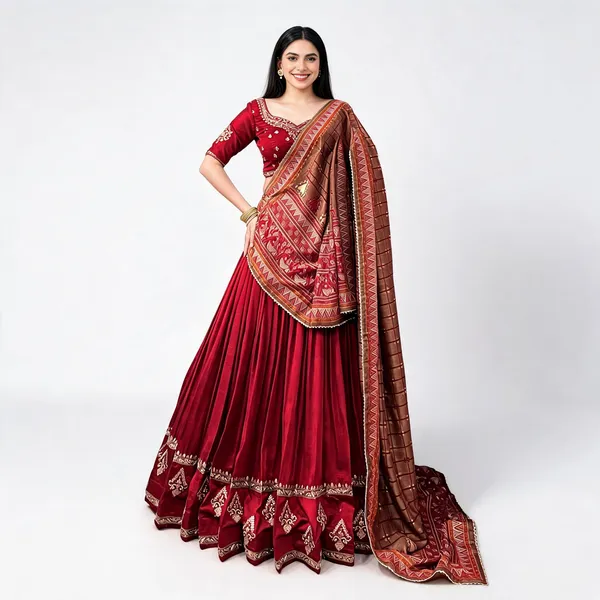 Red_Vichitra_Silk_Embroidered_Lehenga_Choli_For_Women