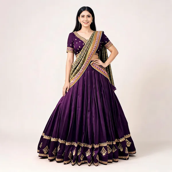 Purple_Vichitra_Silk_Flared_Lehenga_Choli_For_Women