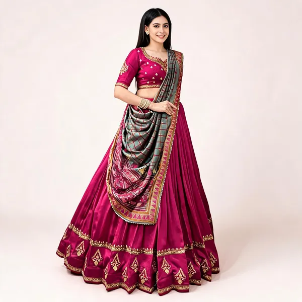 Magenta_Vichitra_Silk_Embroidered_Lehenga_Choli_For_Women