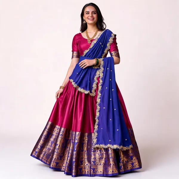 Pink_&_Blue_Narayan_Pattu_Lehenga_Choli_For_Women