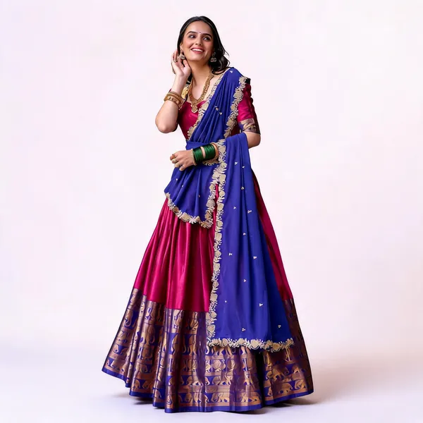 Pink_&_Blue_Narayan_Pattu_Lehenga_Choli_For_Women