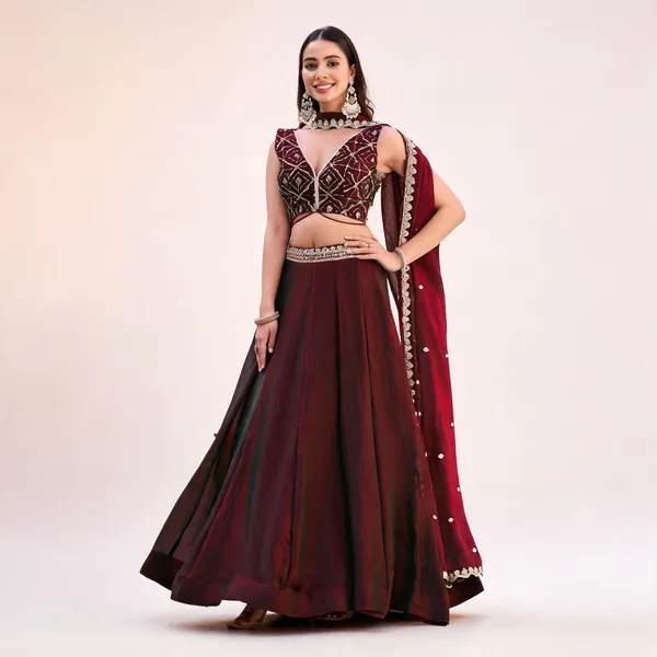 Maroon_Fendi_Embroidered_Lehenga_Choli_For_Women