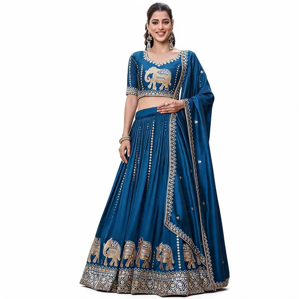 Blue_Pure_Vichitra_Embroidered_Lehenga_Choli_For_Women