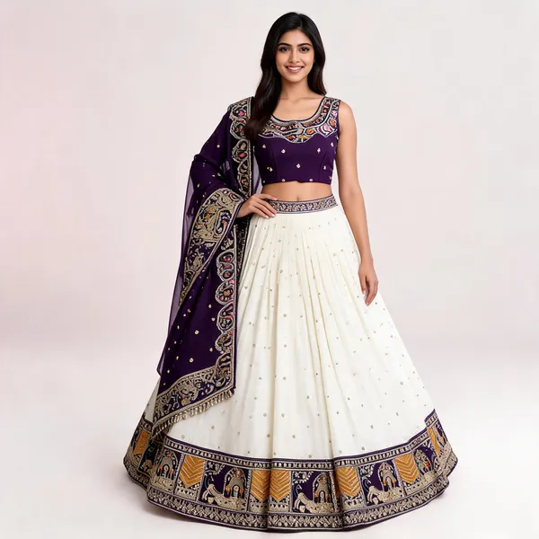 White_Pure_Vichitra_Sequin_Embroidered_Lehenga_Choli_For_Women