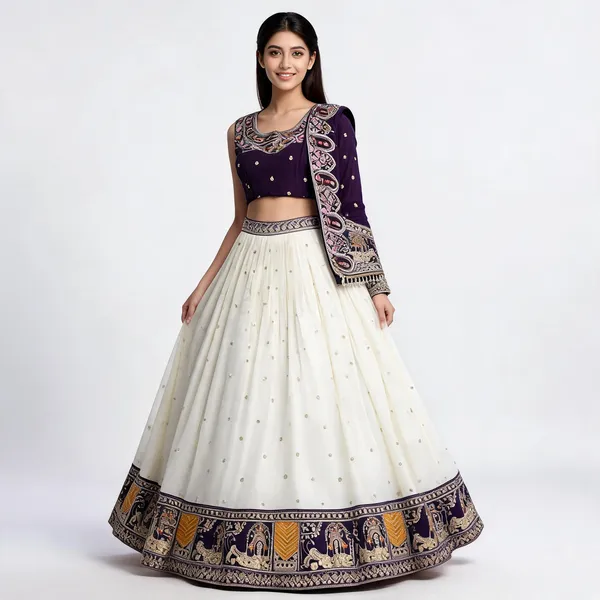 White_Pure_Vichitra_Sequin_Embroidered_Lehenga_Choli_For_Women