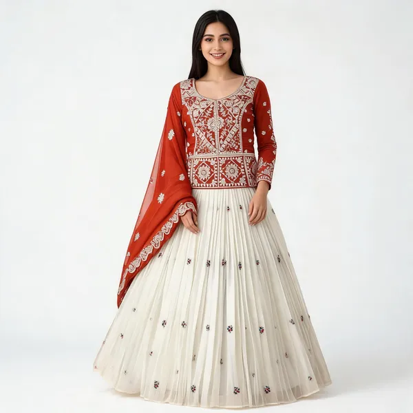 Red_White_Pure_Vichitra_Embroidered_Lehenga_Choli_For_Women