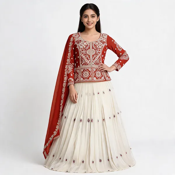 Red_White_Pure_Vichitra_Embroidered_Lehenga_Choli_For_Women