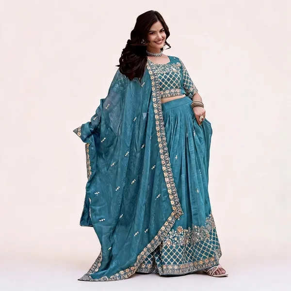 Turquoise_Pure_Crunchy_Embroidered_Lehenga_Choli_For_Women