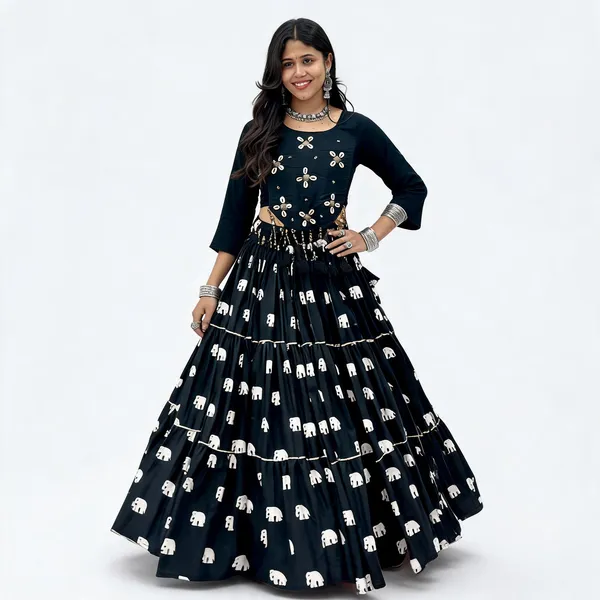Black_Pure_Cotton_Embroidered_Lehenga_Choli_For_Women