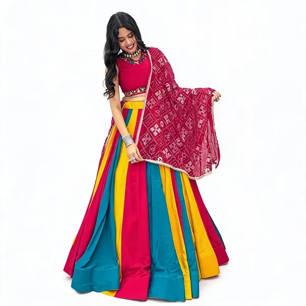 Multicolor_&_Maroon_Pure_Cotton_Lehenga_Choli_For_Women