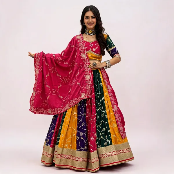 Multicolor_Milki_Silk_Lehenga_Choli_For_Women