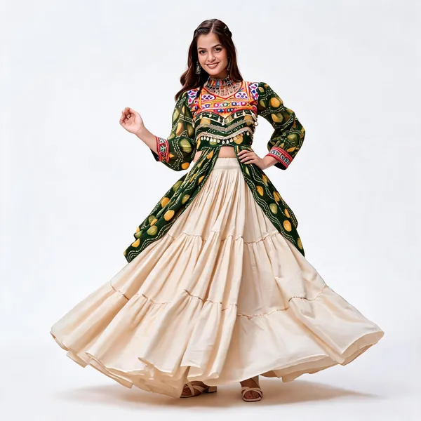 Cream_Pure_Cotton_Lehenga_Choli_For_Women