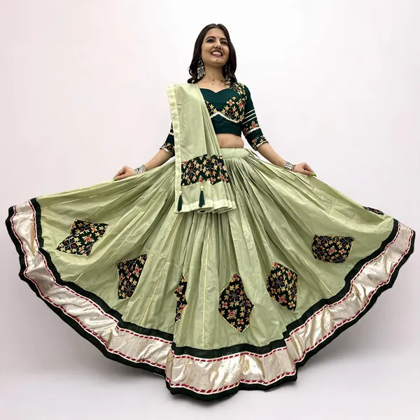 Light_Green_Pure_Cotton_Flared_Lehenga_Choli_For_Women