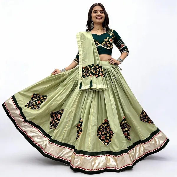 Light_Green_Pure_Cotton_Flared_Lehenga_Choli_For_Women