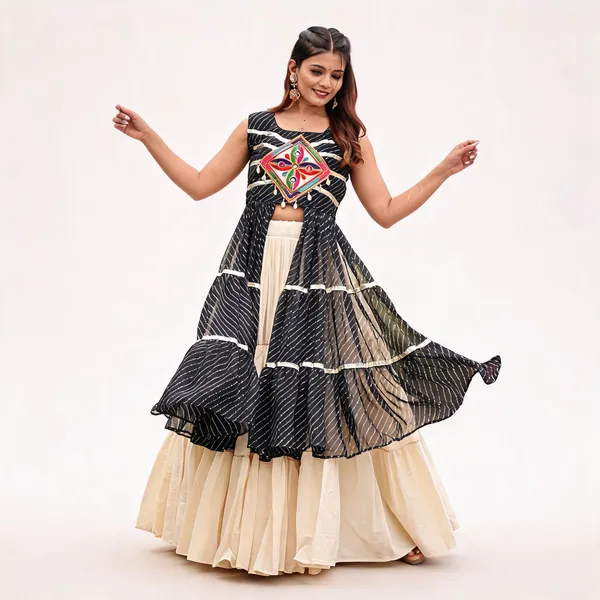 Black_&_Cream_Pure_Cotton_Flared_Lehenga_Choli_For_Women