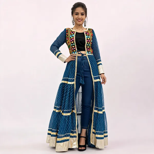 Blue_Cotton_Leheriya_Print_Lehenga_Choli_For_Women