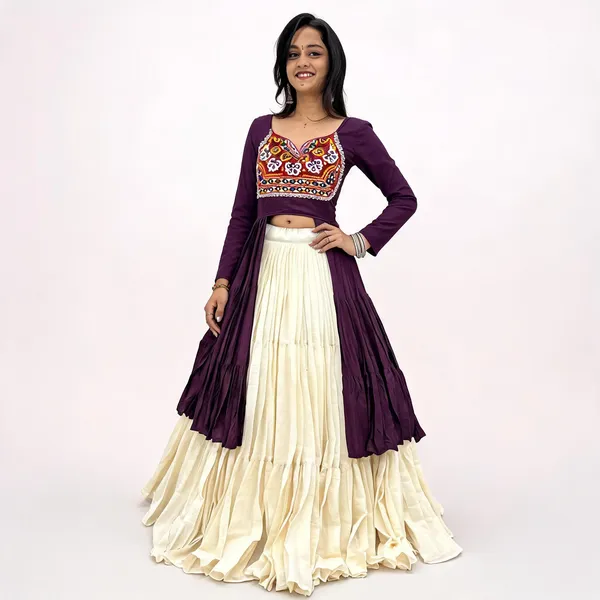 Off-White_&_Purple_Pure_Cotton_Embroidered_Lehenga_Choli_For_Women