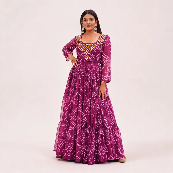 Purple_Faux_Fabric_Bandhani_Print_Lehenga_Choli_For_Women