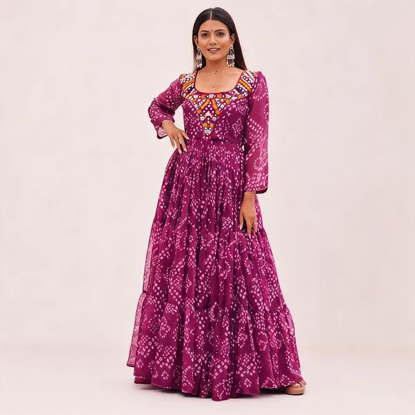 Purple_Faux_Fabric_Bandhani_Print_Lehenga_Choli_For_Women