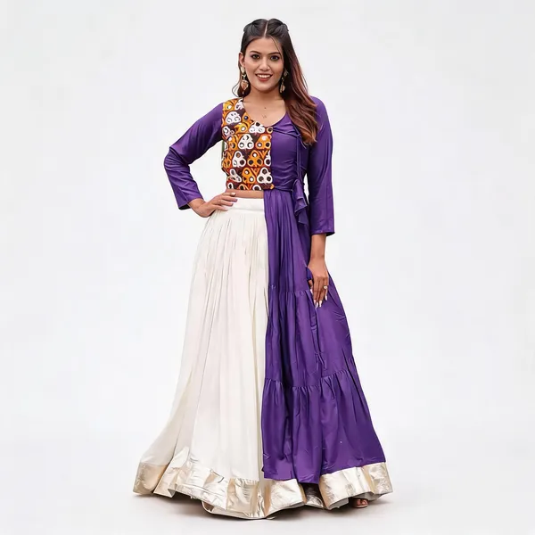 Purple_&_White_Pure_Cotton_Flared_Lehenga_Choli_For_Women