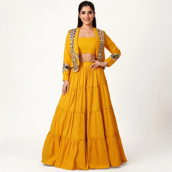 Mustard_Yellow_Pure_Rayon_Mirror_Work_Lehenga_Choli_For_Women