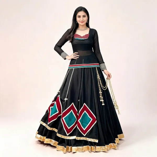Black_Georgette_Printed_Lehenga_Choli_For_Women