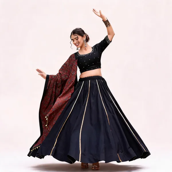 Blue_Pure_Cotton_Embellished_Lehenga_Choli_For_Women