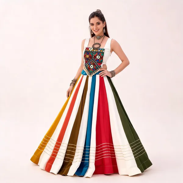 Multicolor_Pure_Rayon_Striped_Lehenga_Choli_For_Women