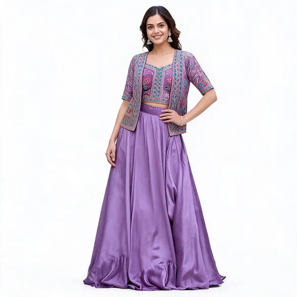 Purple_Yellow_Pure_Vichitra_Jacket_Style_Lehenga_Choli_For_Women