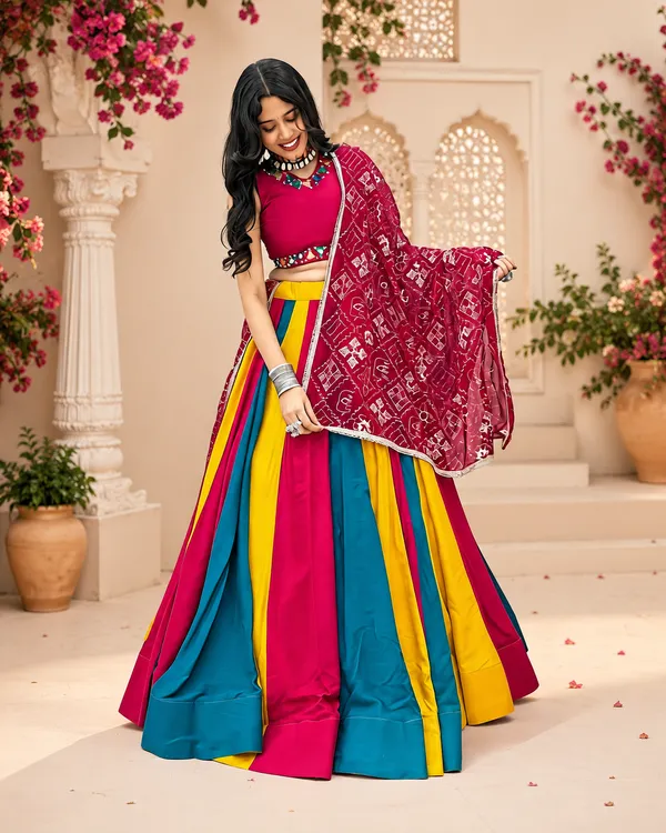Multicolor_&_Maroon_Pure_Cotton_Lehenga_Choli_For_Women