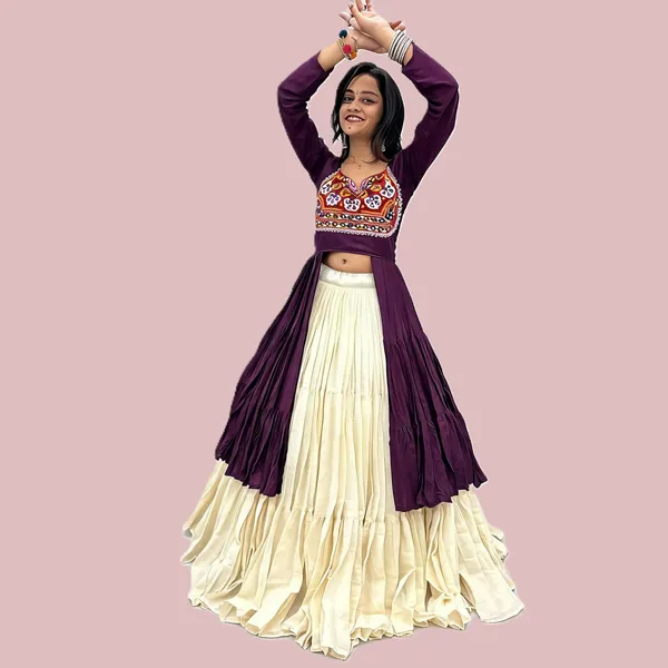 Off-White_&_Purple_Pure_Cotton_Embroidered_Lehenga_Choli_For_Women