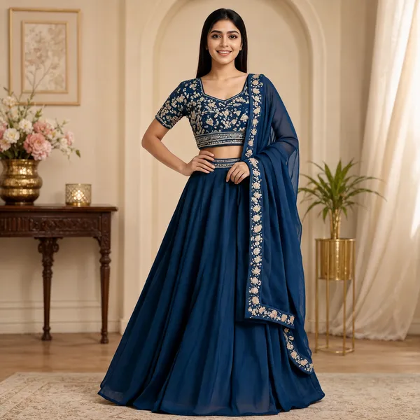Blue_Vichitra_Silk_Flared_Lehenga_Choli_For_Women
