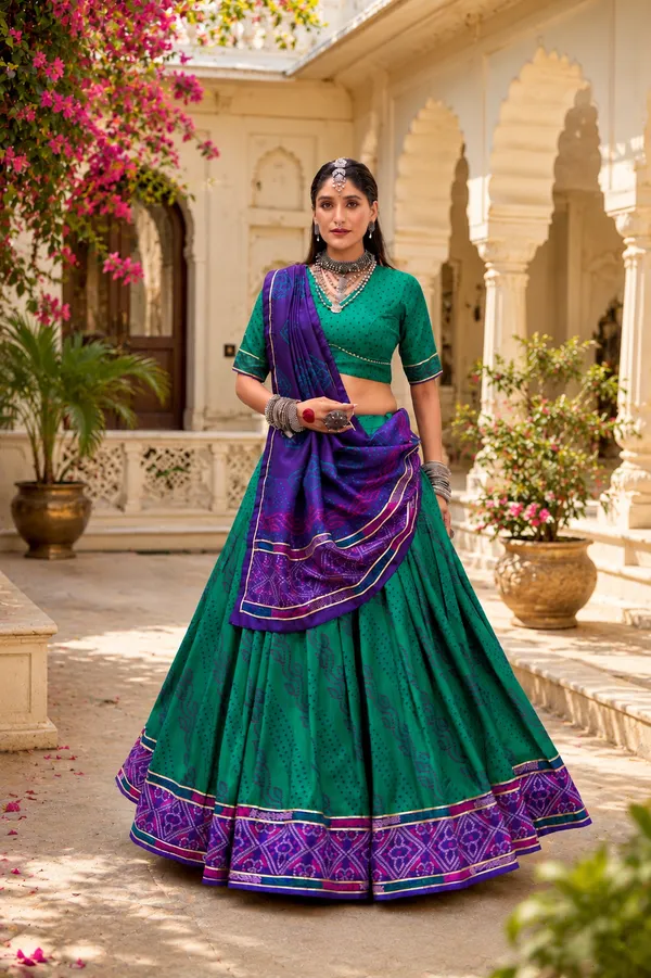 Red_Tasar_Silk_Flared_Lehenga_Choli_For_Women