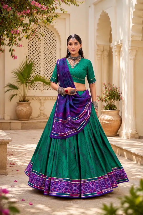 Red_Tasar_Silk_Flared_Lehenga_Choli_For_Women