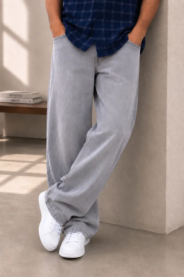 Ash_Grey_Cotton_Baggy_Fit_Jeans_For_Men