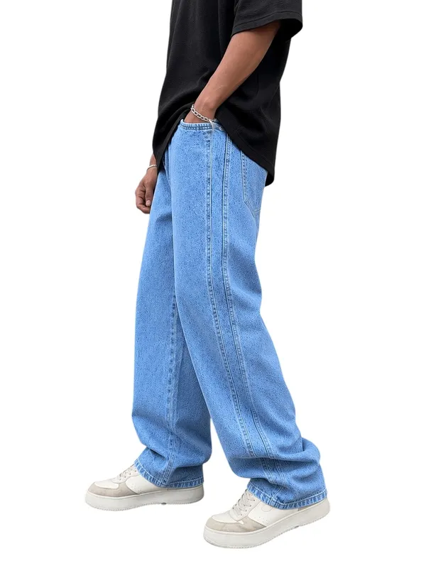 Light_Blue_Cotton_Relaxed_Straight_Leg_Jeans_For_Men