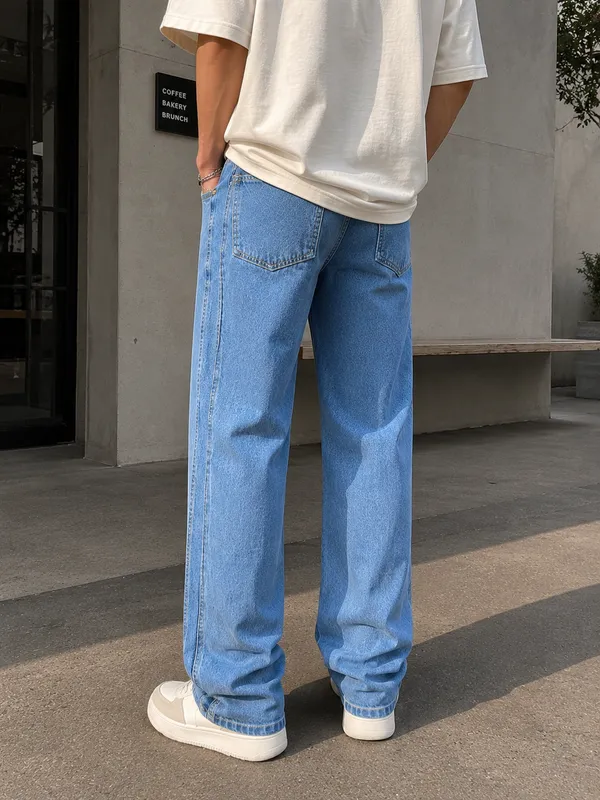 Light_Blue_Cotton_Relaxed_Straight_Leg_Jeans_For_Men