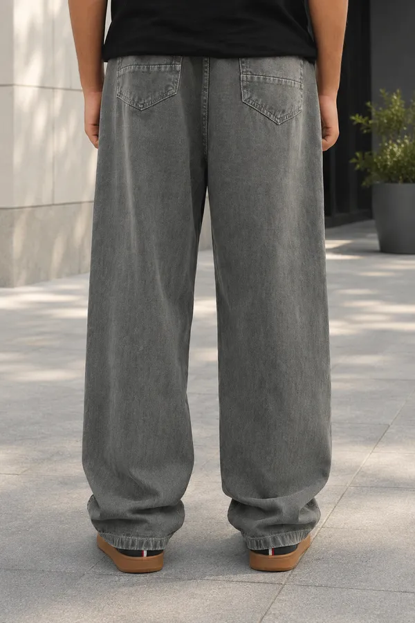 Olive_Green_Cotton_Baggy_Straight_Fit_Jeans_For_Men