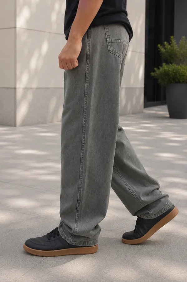 Olive_Green_Cotton_Baggy_Straight_Fit_Jeans_For_Men