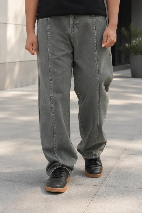 Olive_Green_Cotton_Baggy_Straight_Fit_Jeans_For_Men