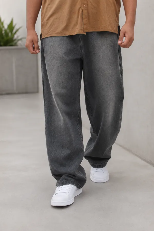 Charcoal_Grey_Cotton_Baggy_Fit_Jeans_For_Men