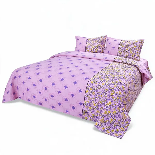 Pink_100%_Pure_Cotton_-_180Tc_Queen_Size_Bedsheet_1+2_Set_For_Bedding